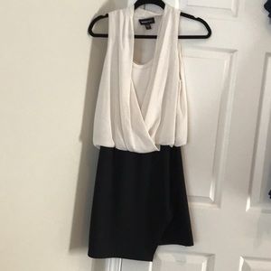 Silky top dress with black skirted bottom